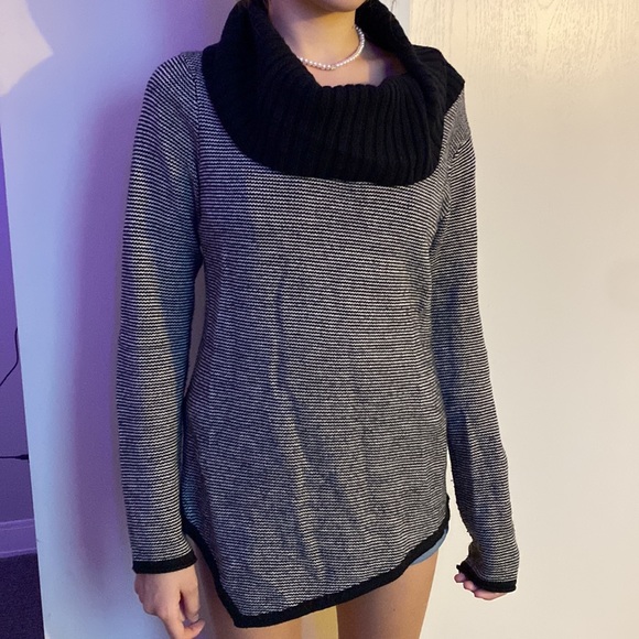 Express Wool Cowl Neck Striped Sweater - Picture 2 of 2